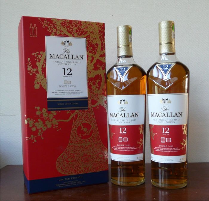 The Macallan Year of the Pig Limited Edition Scotch Whisky 2019, Macallan 12 Year Old Double Cask Year of the Pig (2 Bottle Set)