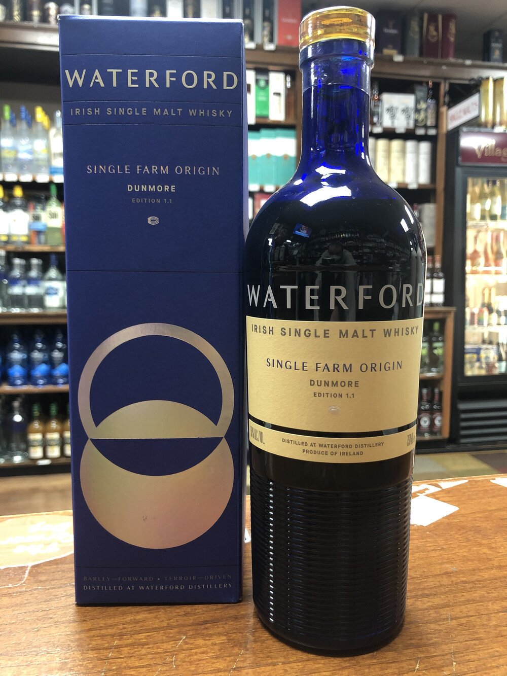 Waterford Single Farm Origin Dunmore Edition 1.1 Irish Whiskey, 33% first fill US oak, 18% virgin US oak, 25% premium French oak and 24% Vin Doux Naturel.