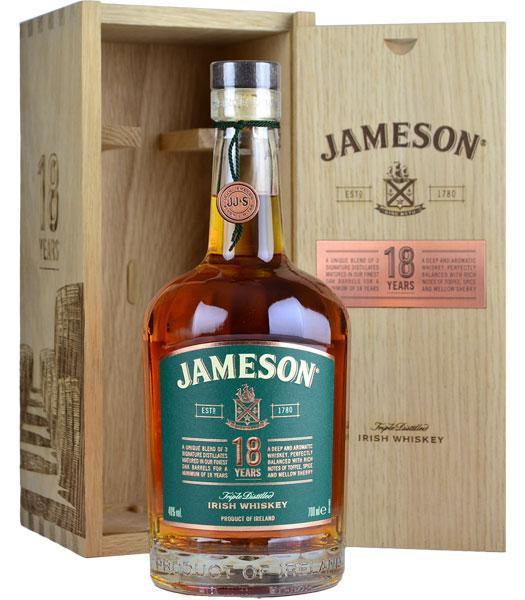 Jameson 18 Year Old Irish Whiskey, Launched in 2018, this whiskey is our rarest release and is bottled once per year, at cask strength.