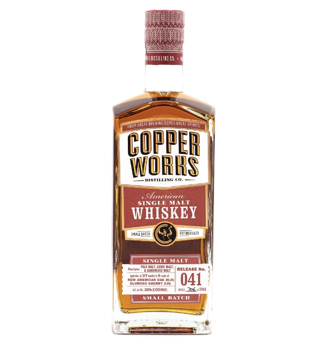 Copperworks American Single Malt Whiskey Release 041 (750ml), American Single Malt Whiskey 041, copperworks distillery in the United States.