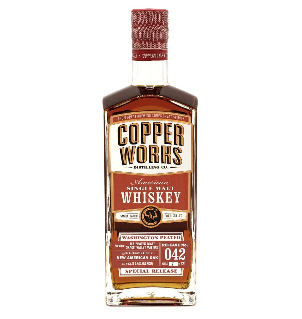 Copperworks WA Peated American Single Malt Whiskey Release 042 (750ml), Copperworks Washington Peated American Single Malt Whiskey